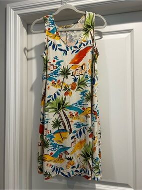 St. John's Bay White Tropical Print Sleeveless Mini Dress